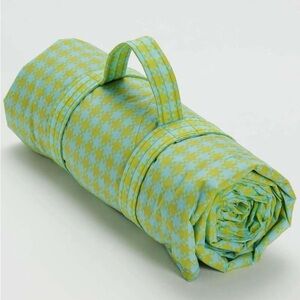 Baggu Puffy Picnic Blanket Mint Pixel Gingham